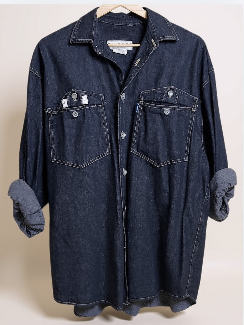 Vintage 90s Biscote Paris Denim Button Down Shirt - Unisex Medium